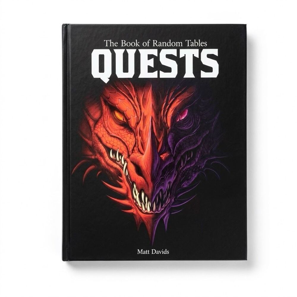The Book of Random Tables Quests Matt Davids Hardcover TTRPG D&D RPG DM Resource